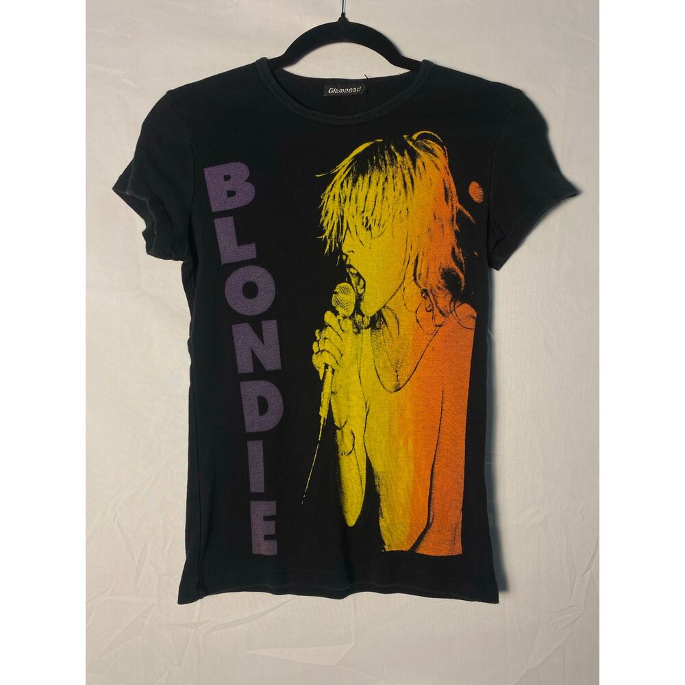 Vintage 90s Glamhead Blondie Graphic Print Black T-shirt Womens XS Petite